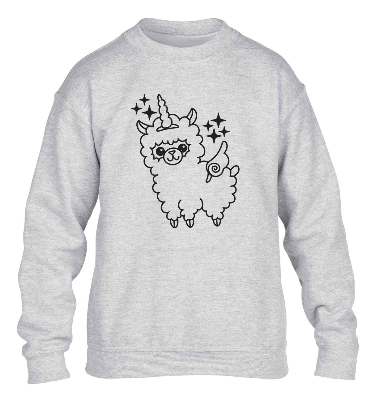 Llamacorn llama unicorn children's grey sweater 12-13 Years