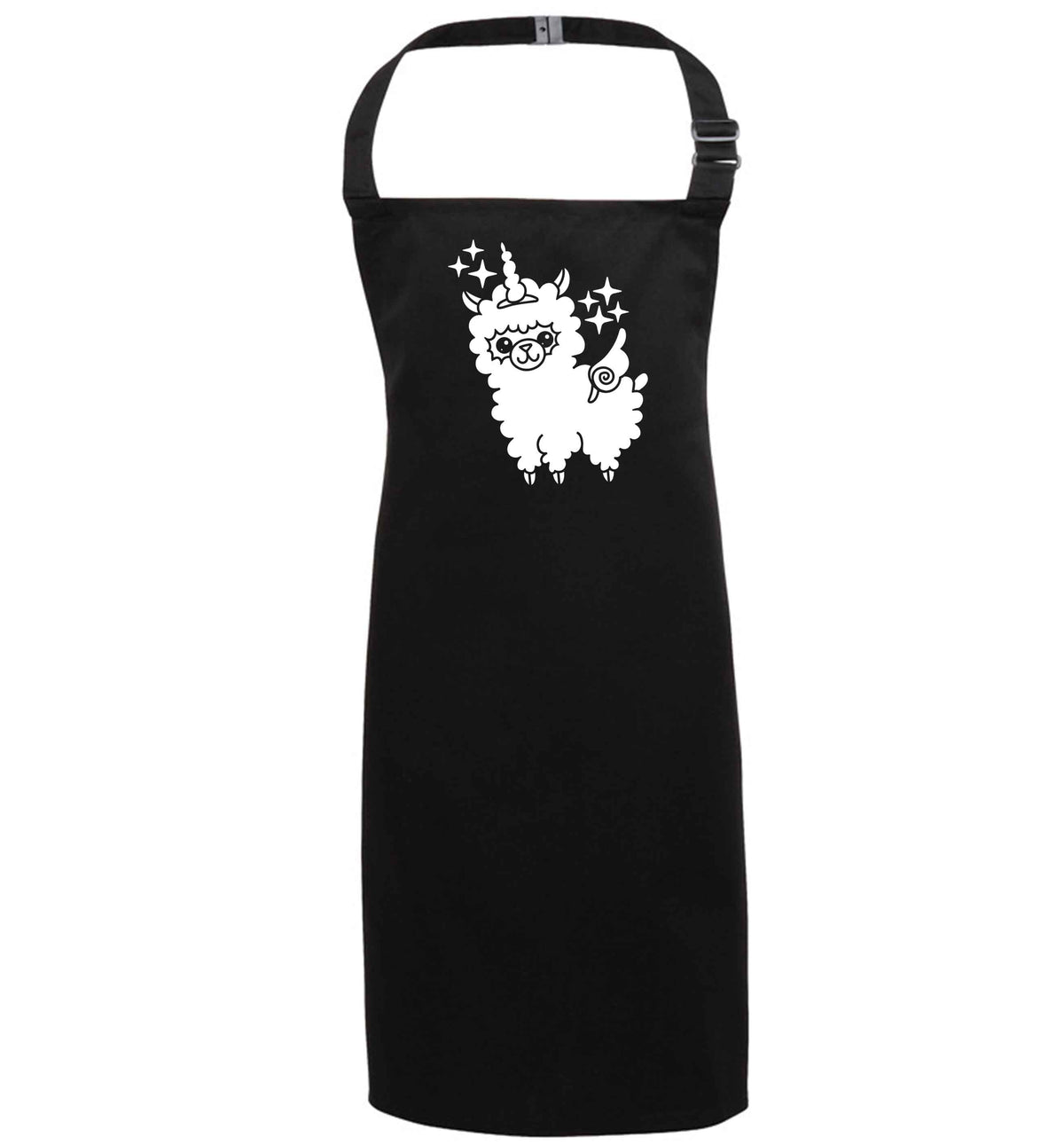Llamacorn llama unicorn black apron 7-10 years