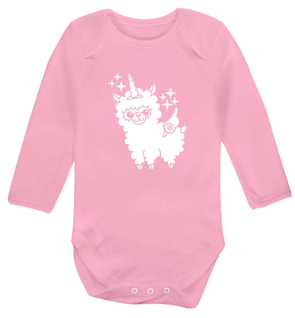Llamacorn llama unicorn baby vest long sleeved pale pink 6-12 months