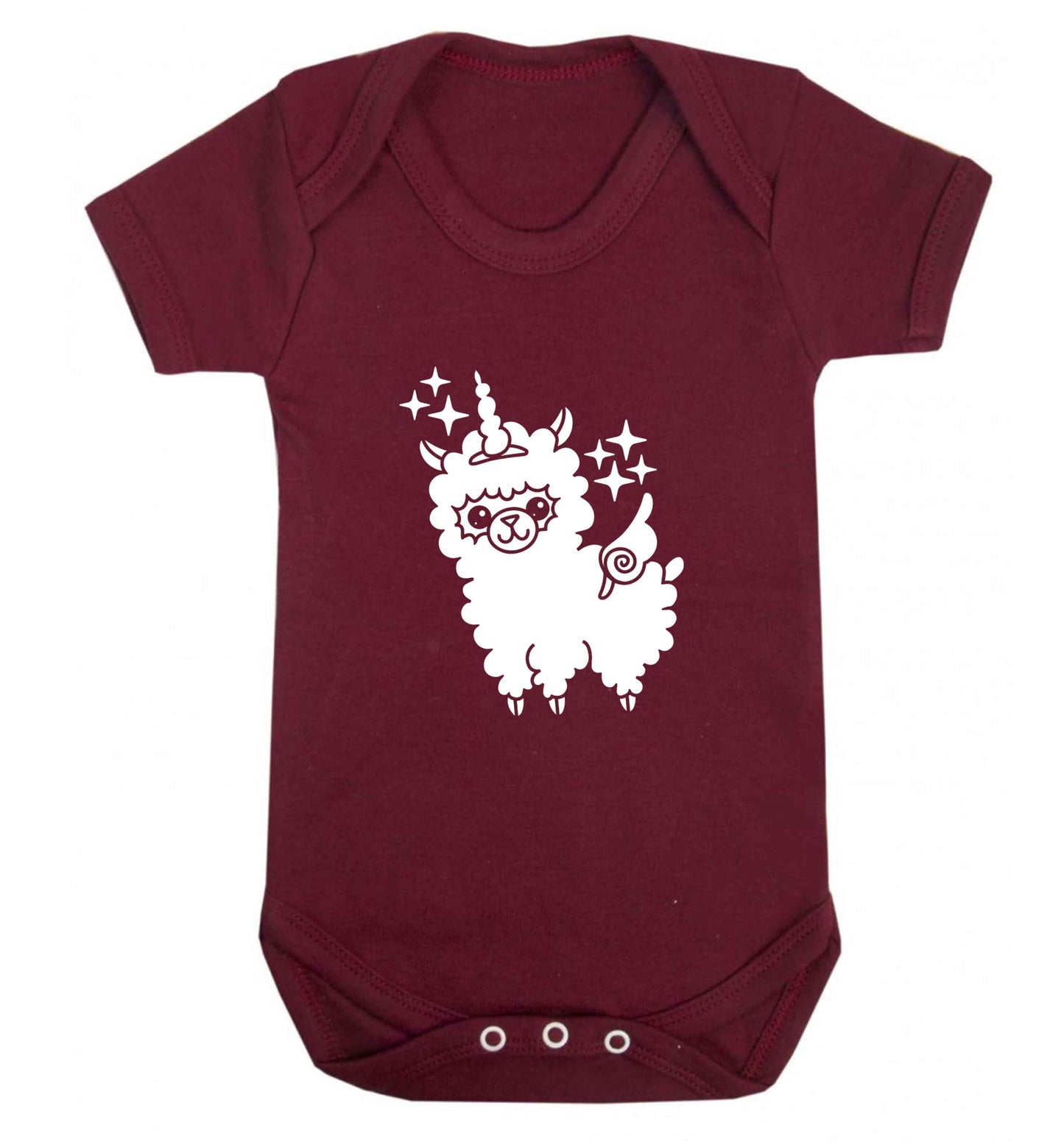 Llamacorn llama unicorn baby vest maroon 18-24 months
