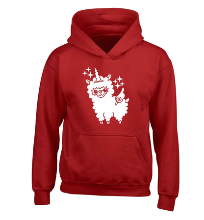 Llamacorn llama unicorn children's red hoodie 12-13 Years