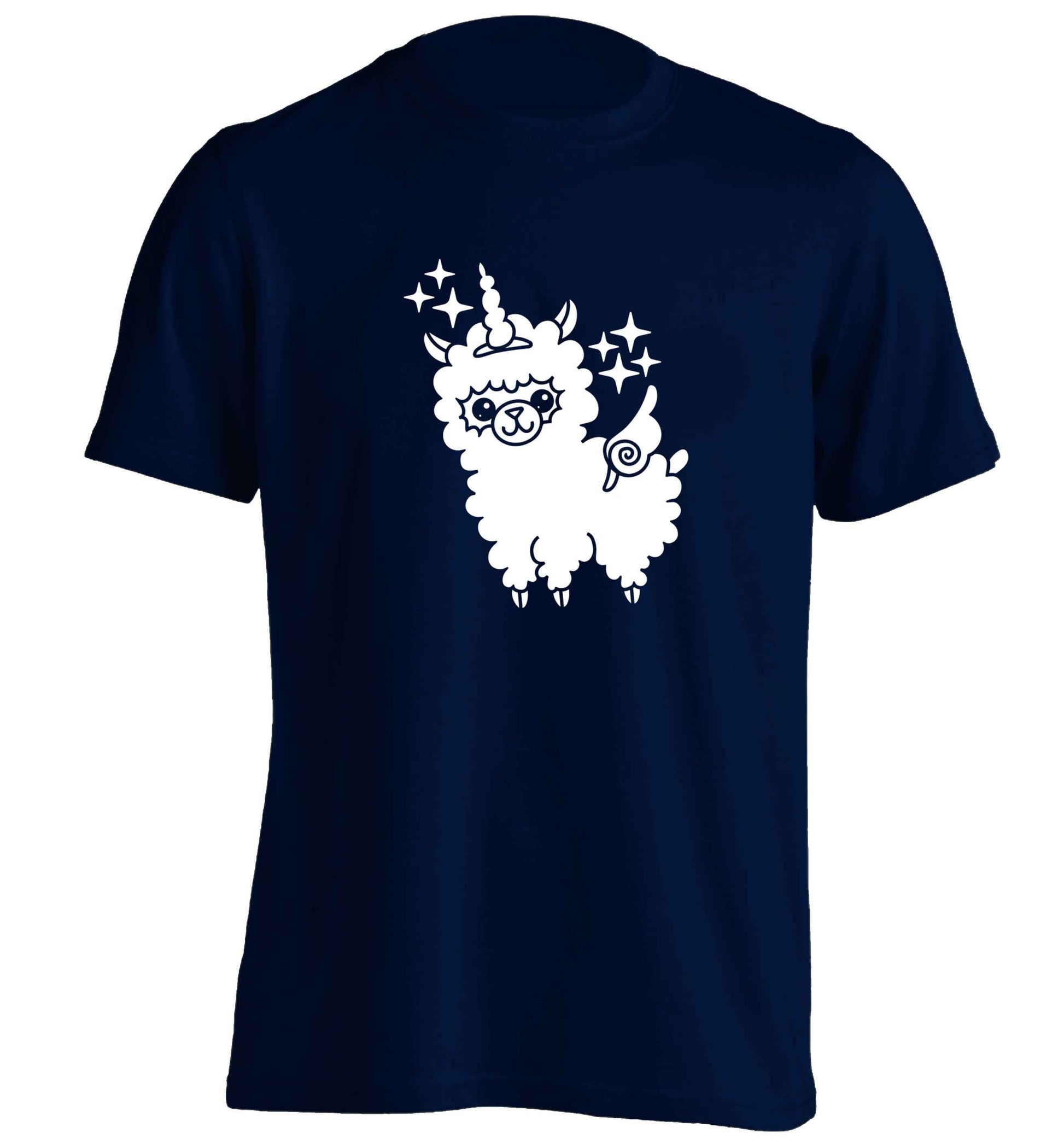Llamacorn llama unicorn adults unisex navy Tshirt 2XL