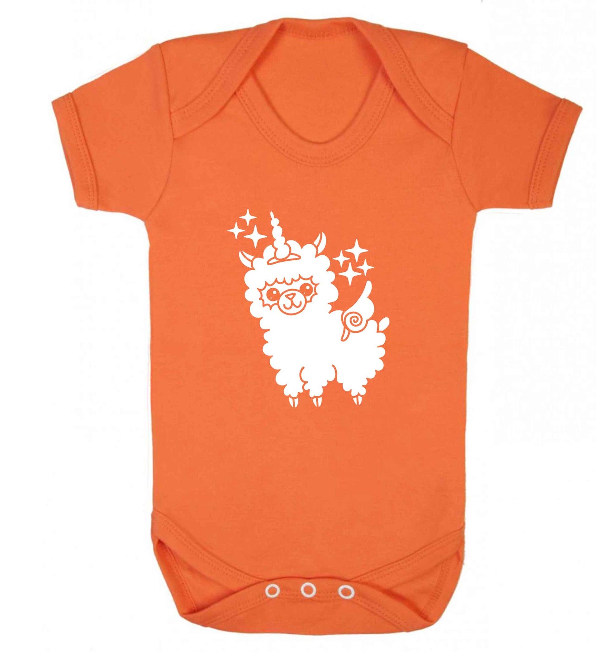 Llamacorn llama unicorn baby vest orange 18-24 months