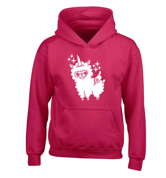 Llamacorn llama unicorn children's pink hoodie 12-13 Years