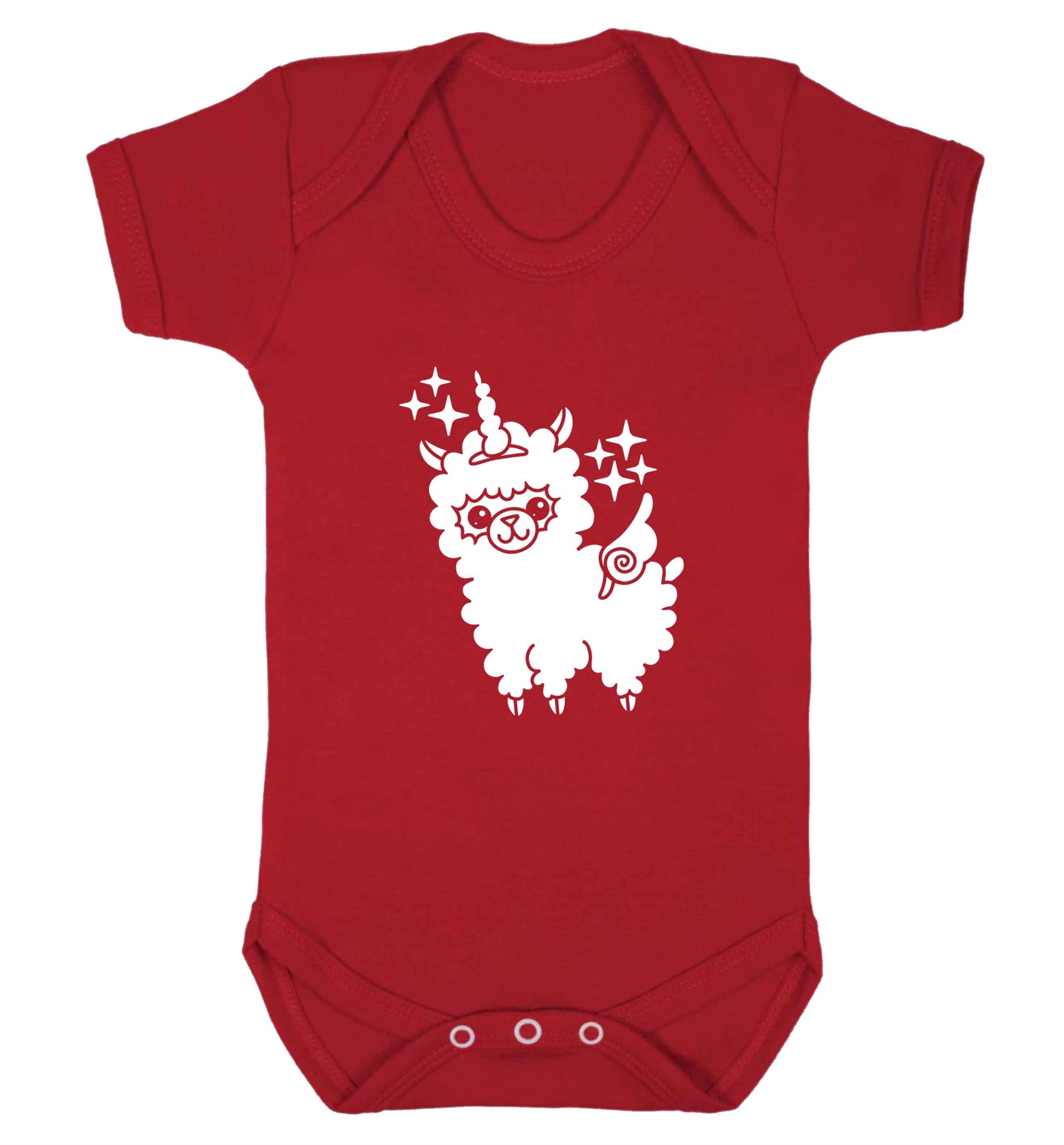 Llamacorn llama unicorn baby vest red 18-24 months