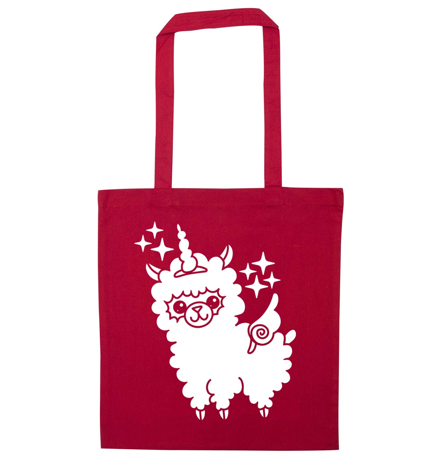 Llamacorn llama unicorn red tote bag