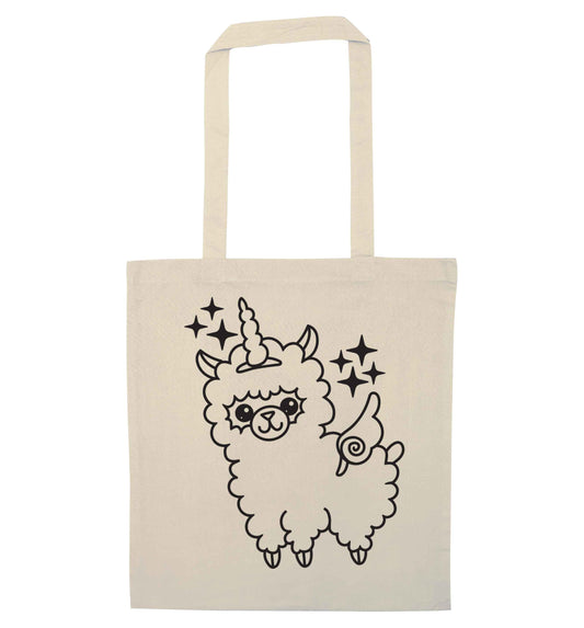 Llamacorn llama unicorn natural tote bag