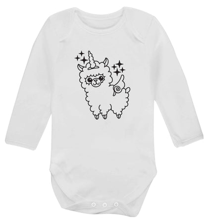 Llamacorn llama unicorn baby vest long sleeved white 6-12 months