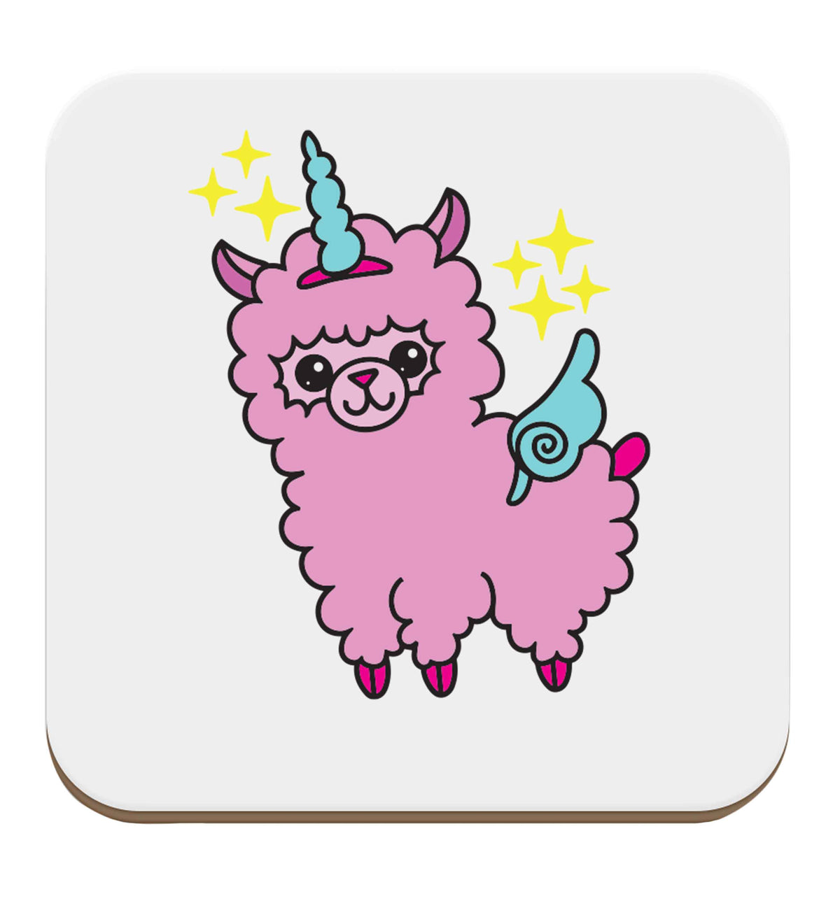 Llamacorn llama unicorn set of four coasters