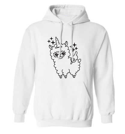 Llamacorn llama unicorn adults unisex white hoodie 2XL