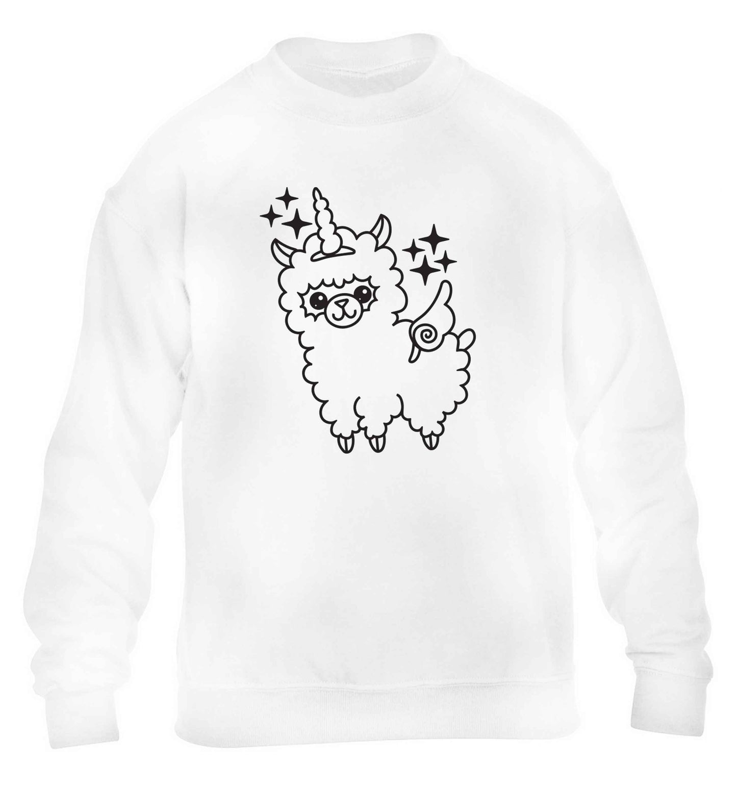 Llamacorn llama unicorn children's white sweater 12-13 Years