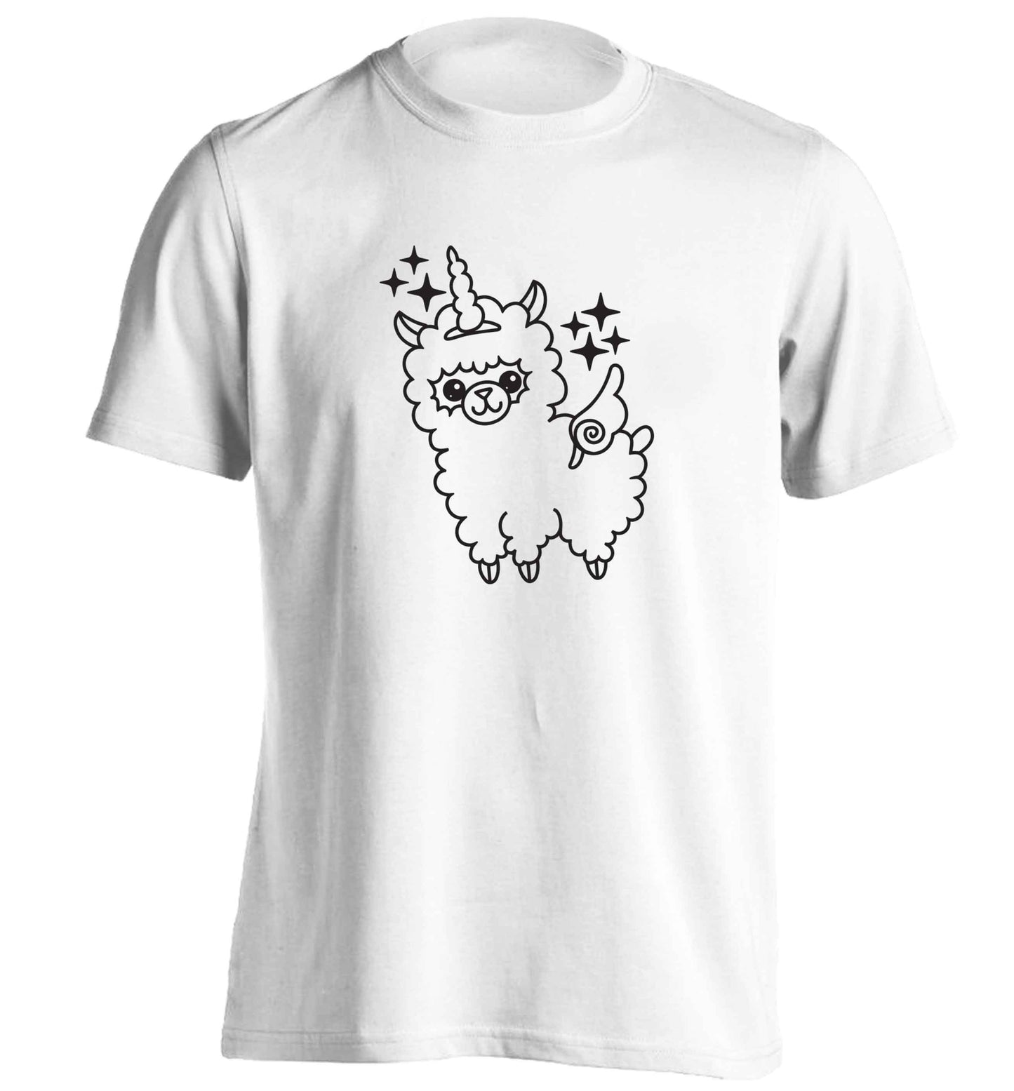 Llamacorn llama unicorn adults unisex white Tshirt 2XL