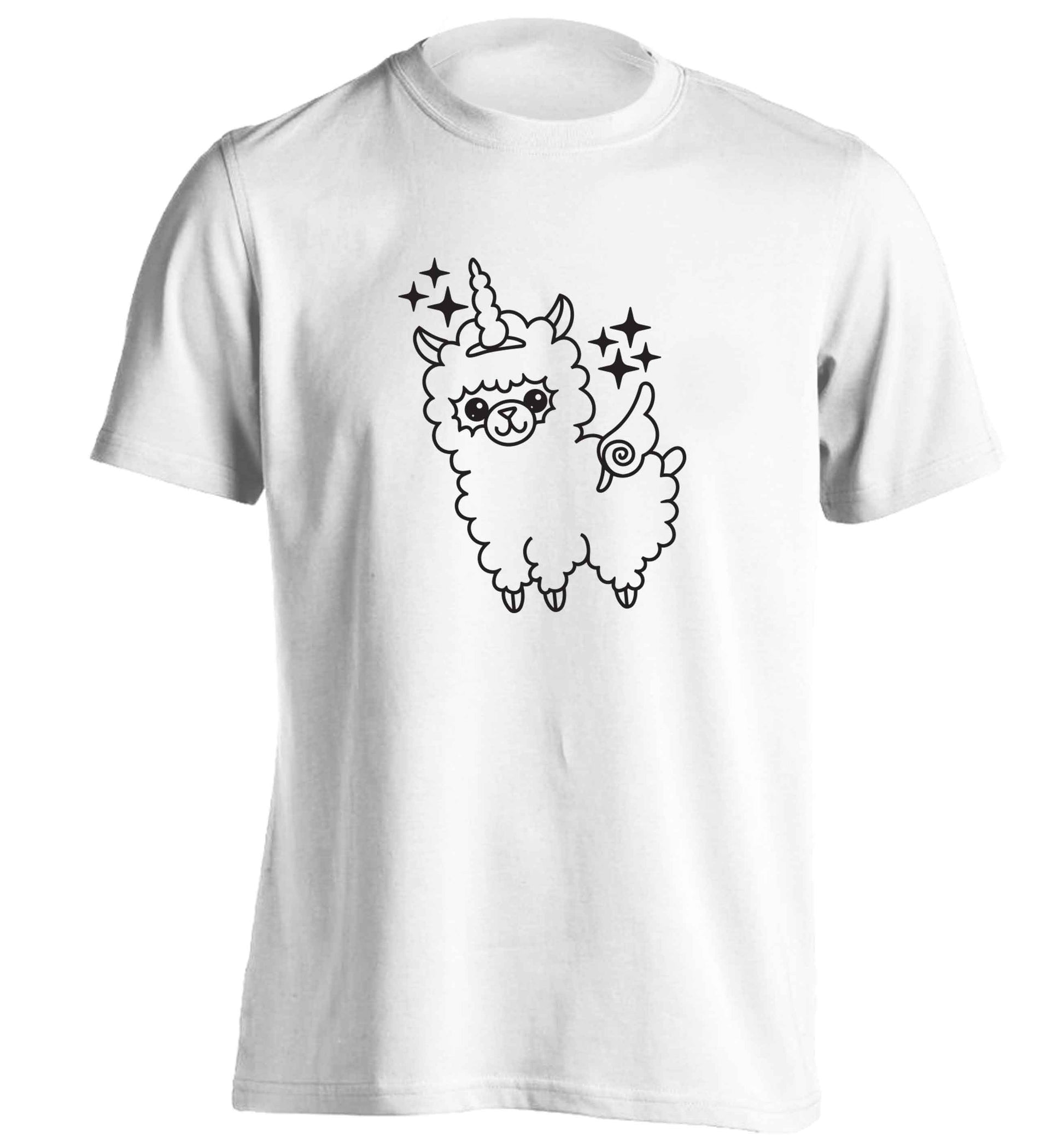 Llamacorn llama unicorn adults unisex white Tshirt 2XL