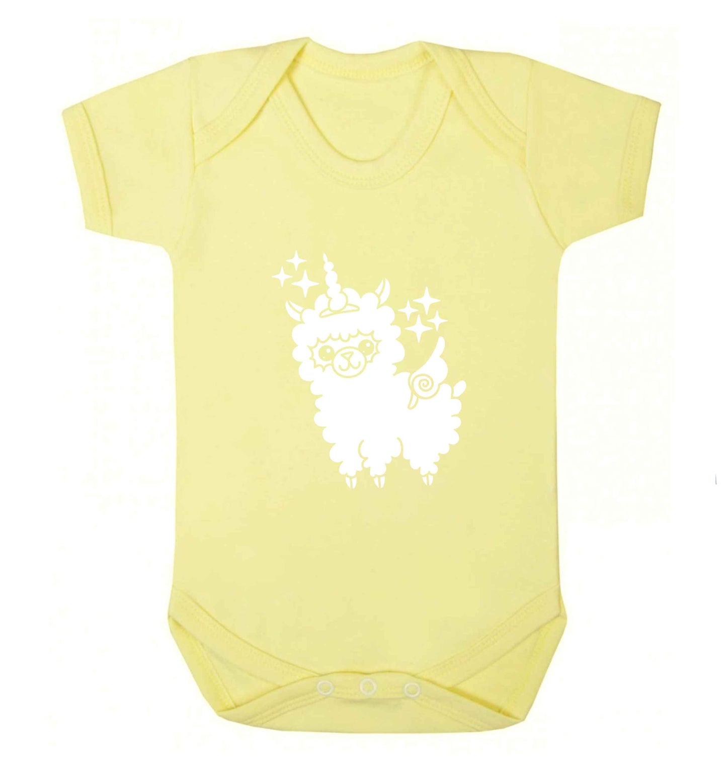 Llamacorn llama unicorn baby vest pale yellow 18-24 months