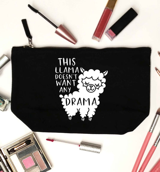 This Llama doesn't want any drama black makeup bag