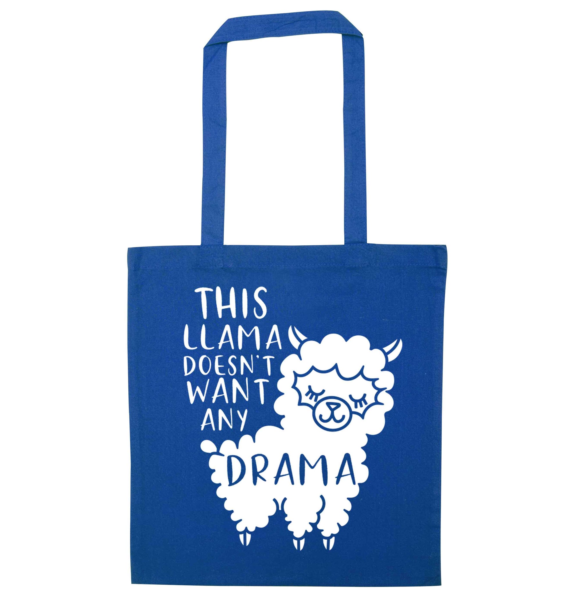 This Llama doesn't want any drama blue tote bag