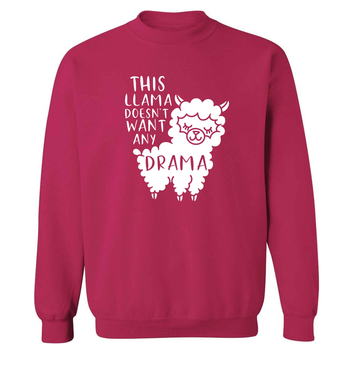 This Llama doesn't want any drama adult's unisex pink sweater 2XL