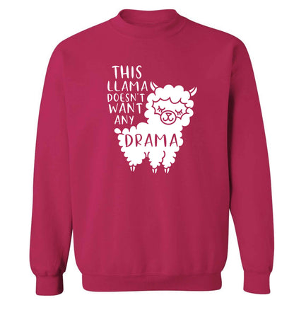 This Llama doesn't want any drama adult's unisex pink sweater 2XL