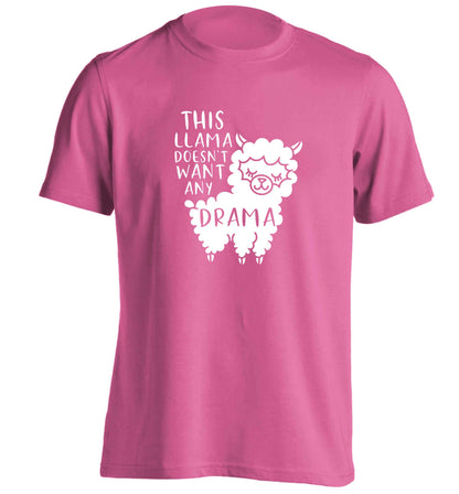 This Llama doesn't want any drama adults unisex pink Tshirt 2XL
