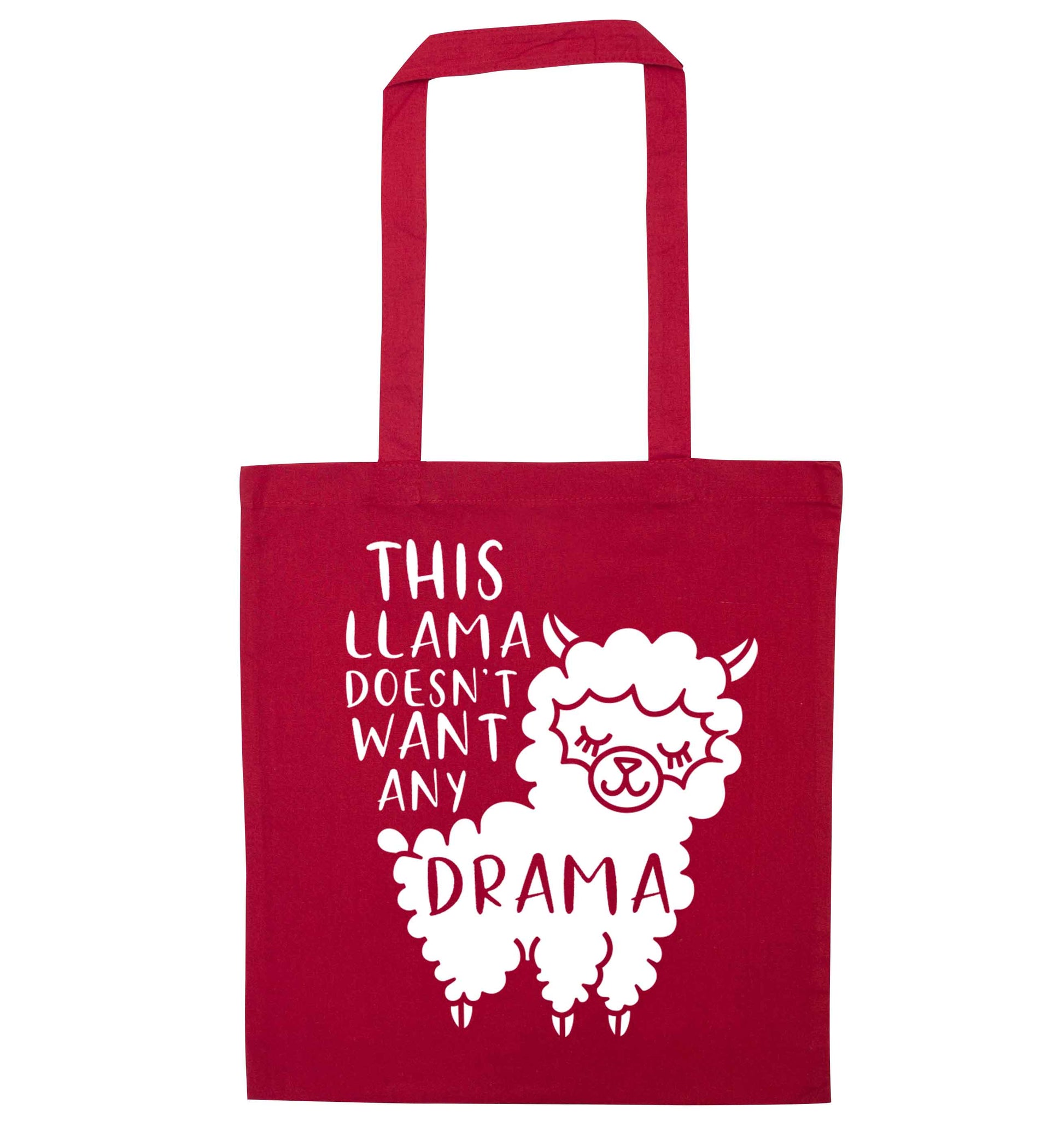 This Llama doesn't want any drama red tote bag