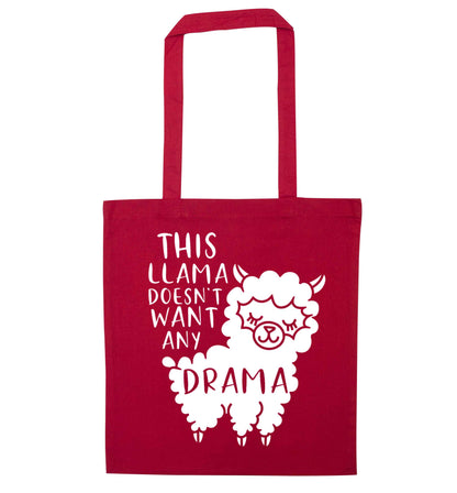 This Llama doesn't want any drama red tote bag