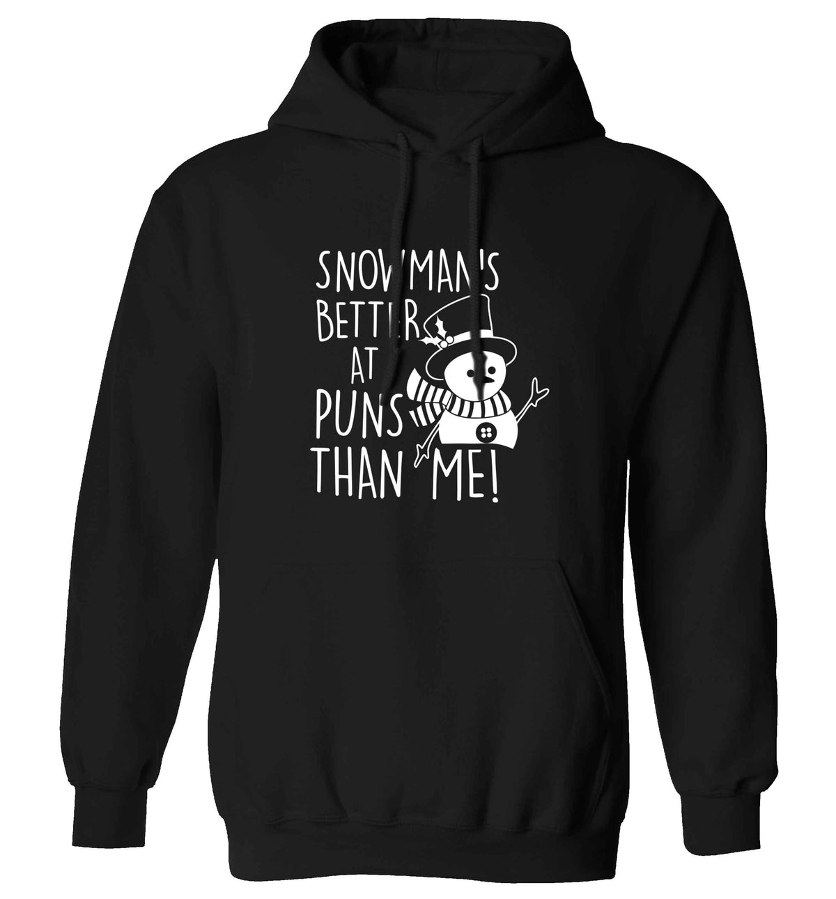 Snowman's Puns Me adults unisex black hoodie 2XL