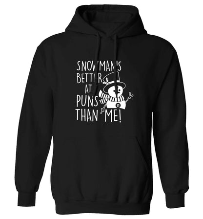 Snowman's Puns Me adults unisex black hoodie 2XL