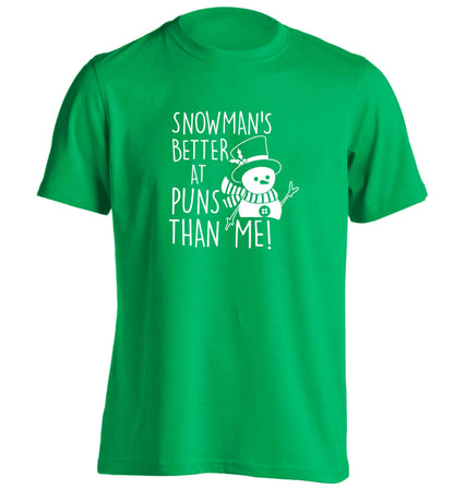 Snowman's Puns Me adults unisex green Tshirt 2XL