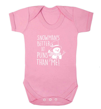 Snowman's Puns Me baby vest pale pink 18-24 months