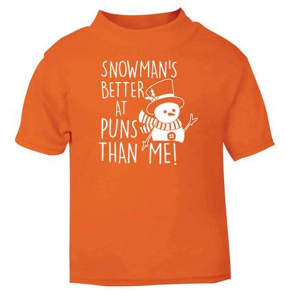 Snowman's Puns Me orange baby toddler Tshirt 2 Years