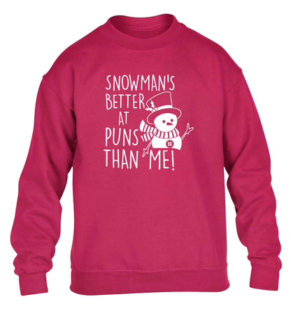 Snowman's Puns Me children's pink sweater 12-13 Years