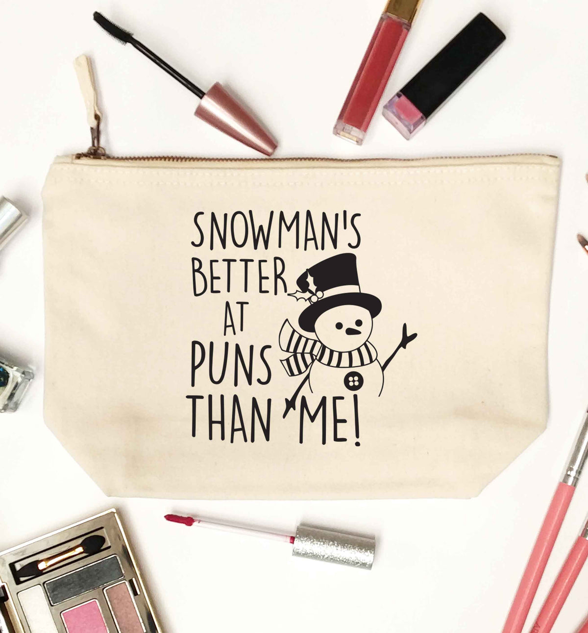 Snowman's Puns Me natural makeup bag