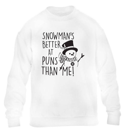 Snowman's Puns Me children's white sweater 12-13 Years