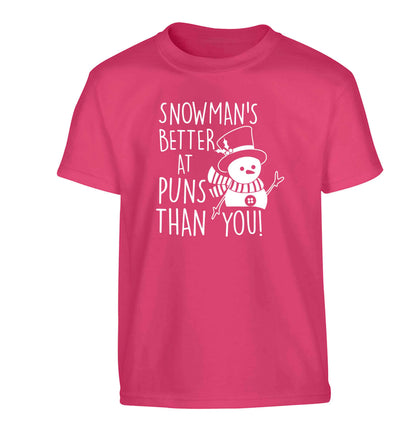 Snowman's Puns You Children's pink Tshirt 12-13 Years