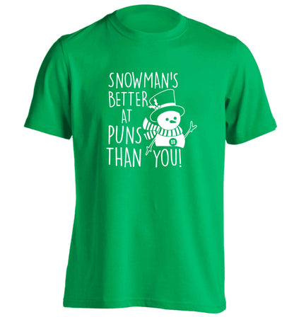 Snowman's Puns You adults unisex green Tshirt 2XL
