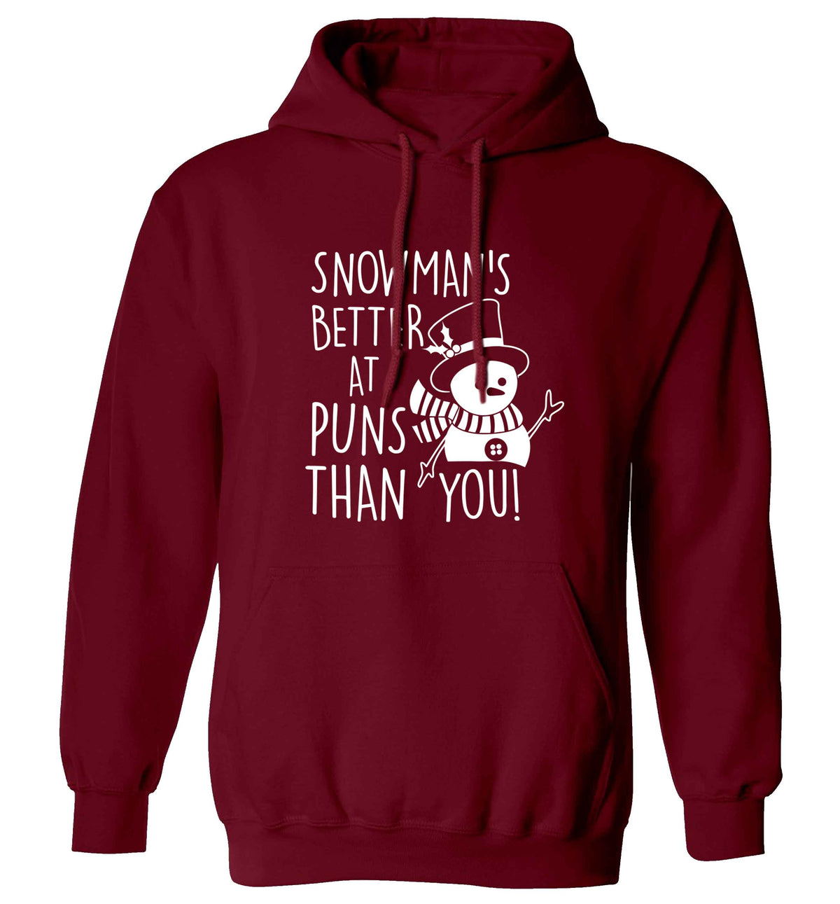Snowman's Puns You adults unisex maroon hoodie 2XL