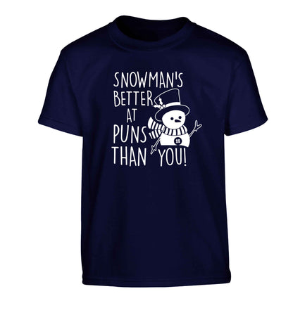Snowman's Puns You Children's navy Tshirt 12-13 Years