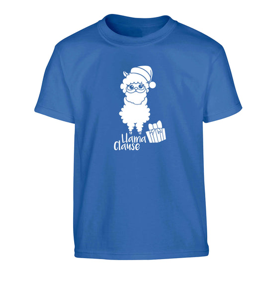 Llama Clause Children's blue Tshirt 12-13 Years