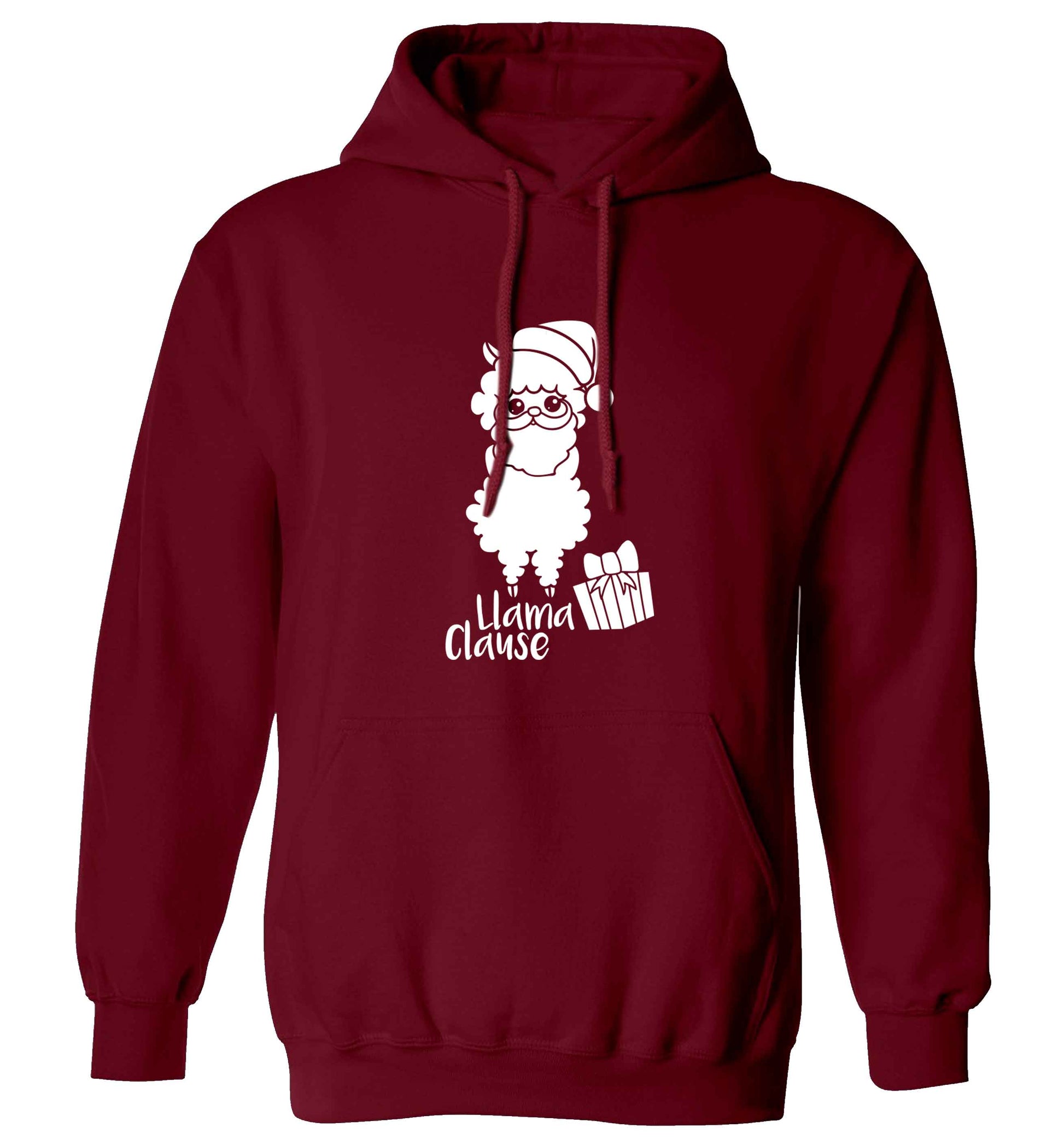 Llama Clause adults unisex maroon hoodie 2XL