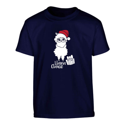 Llama Clause Children's navy Tshirt 12-13 Years