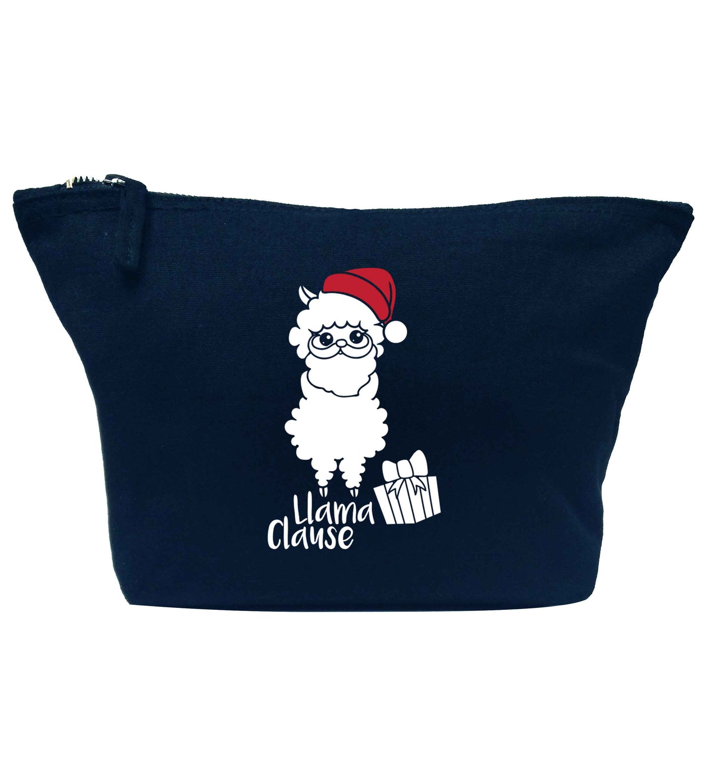 Llama Clause navy makeup bag
