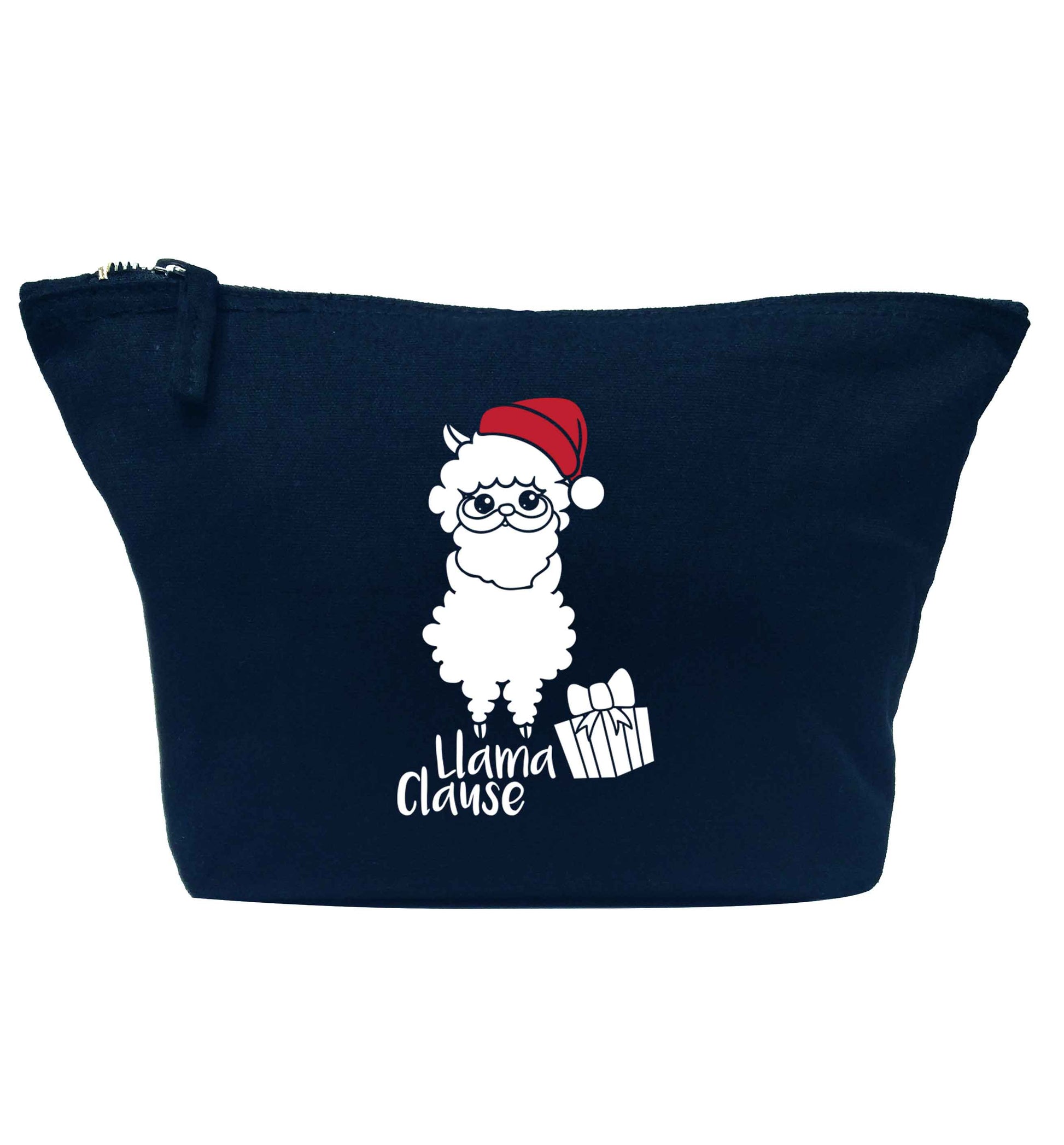 Llama Clause navy makeup bag