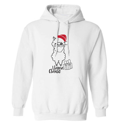 Llama Clause adults unisex white hoodie 2XL