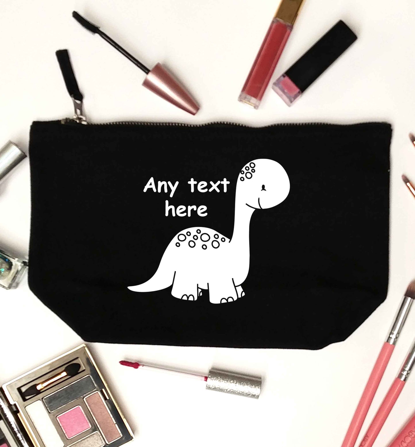 Dinosaur any text black makeup bag