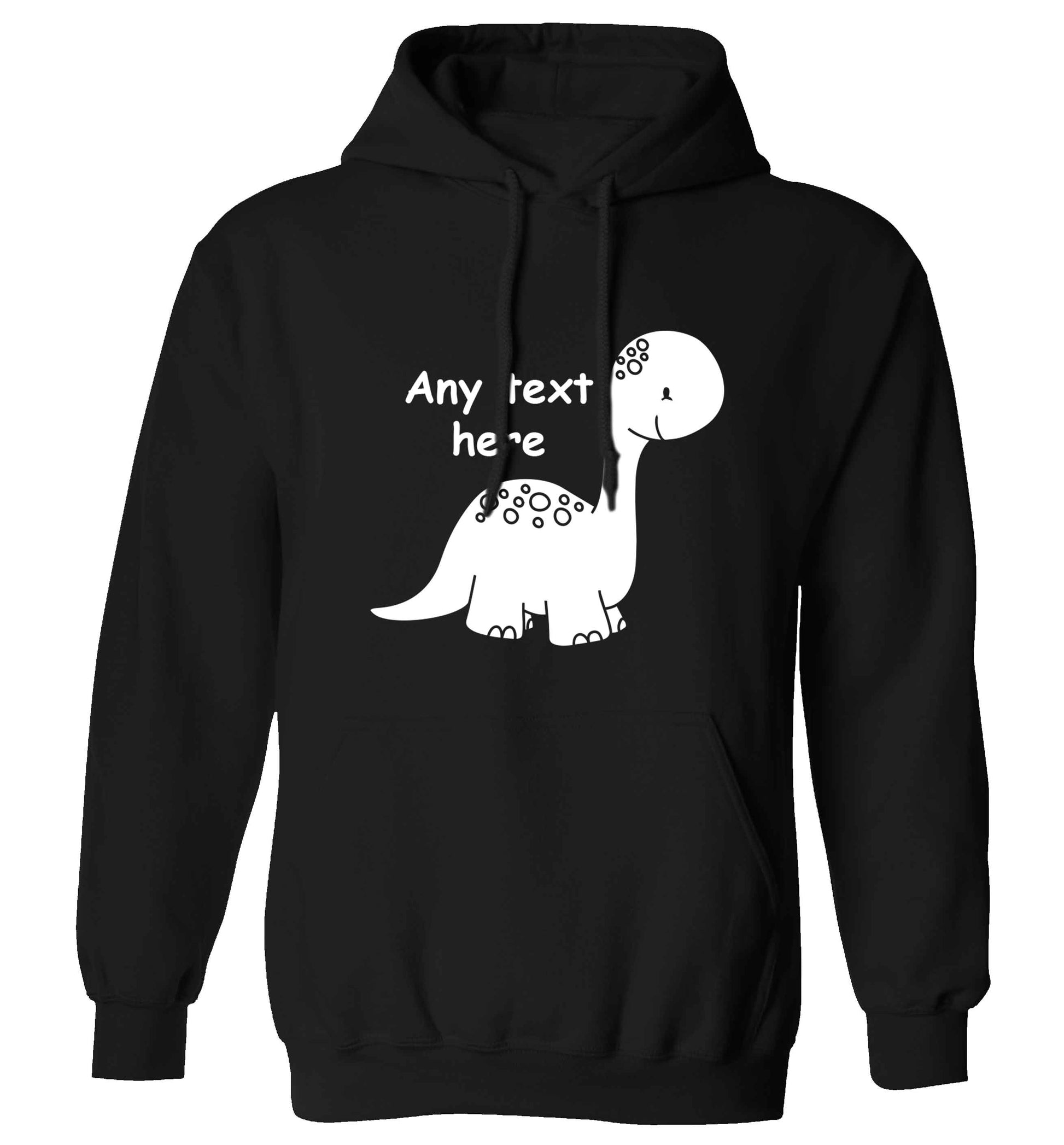 Dinosaur any text adults unisex black hoodie 2XL