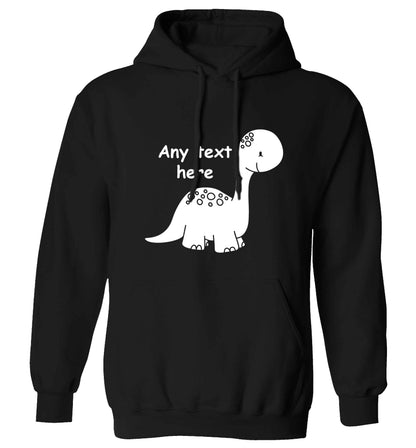 Dinosaur any text adults unisex black hoodie 2XL