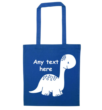 Dinosaur any text blue tote bag