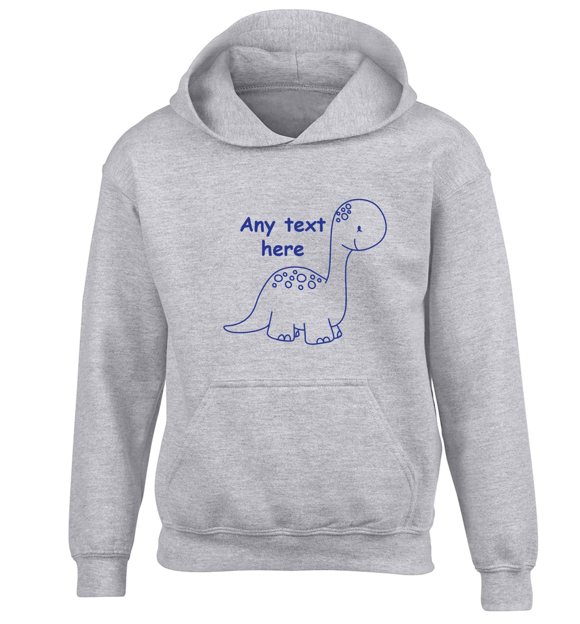 Dinosaur any text children's grey hoodie 12-13 Years