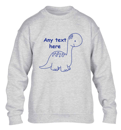 Dinosaur any text children's grey sweater 12-13 Years