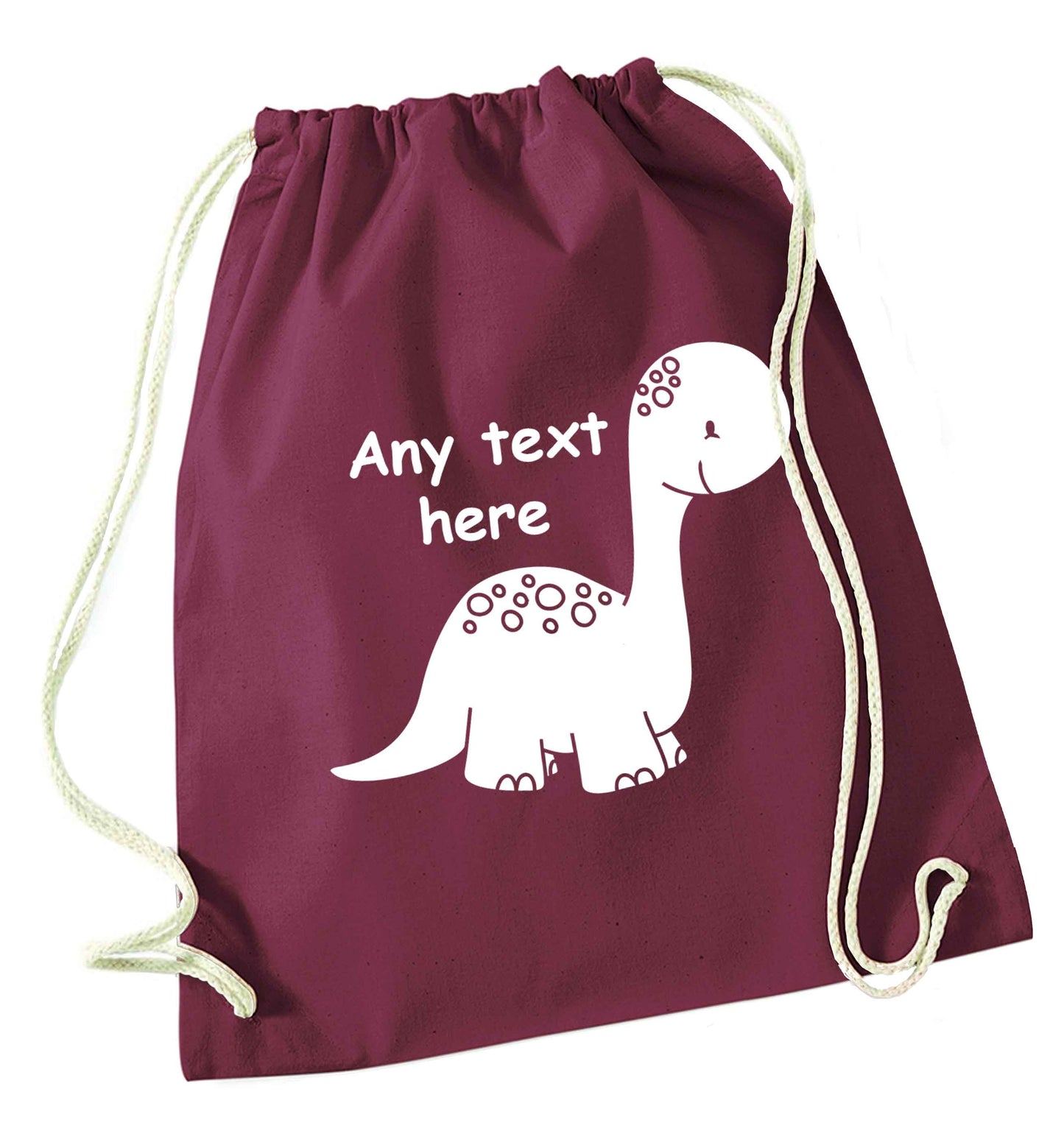 Dinosaur any text maroon drawstring bag